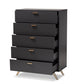 Kelson Modern and Contemporary Dark Grey and Gold Finished Wood 5-Drawer Chest FredCo