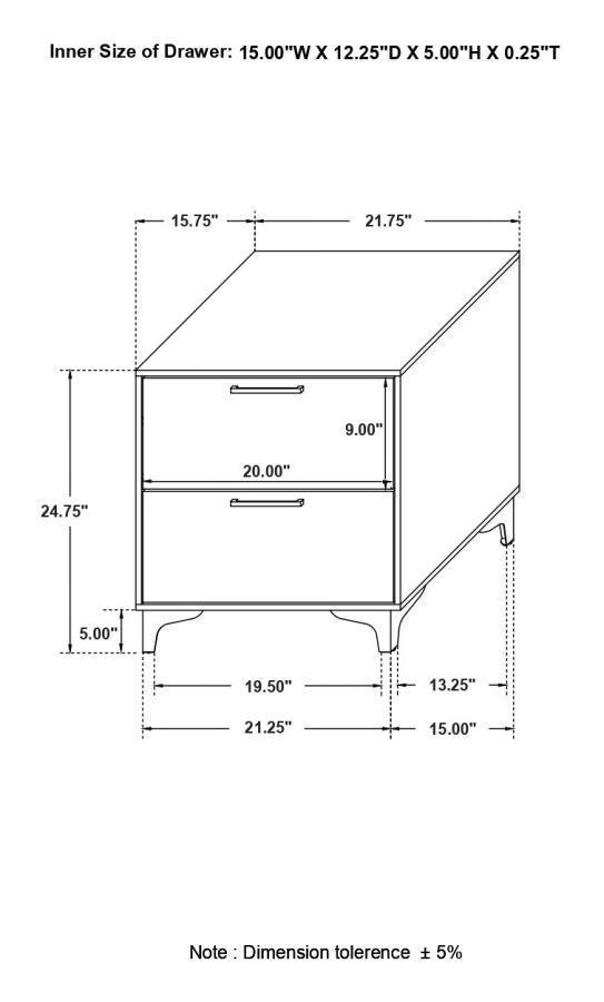 Kendall 2-drawer Nightstand White 224402 Coaster FredCo