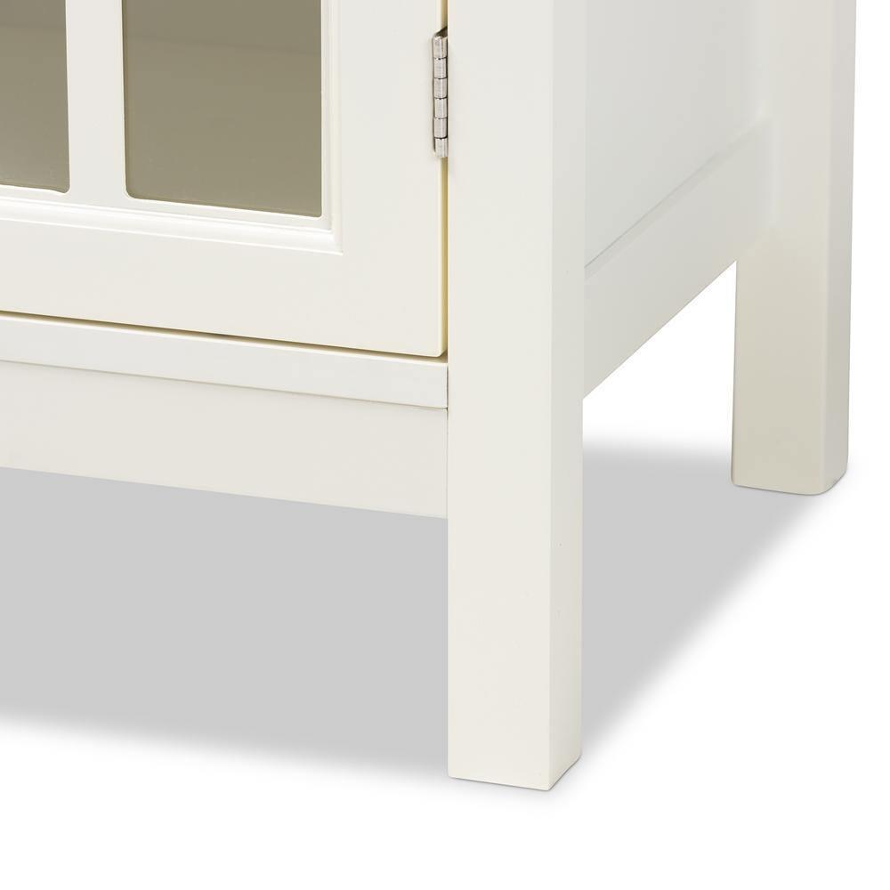 Kendall Classic and Traditional White Finished Wood and Glass Kitchen Storage Cabinet FredCo