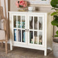 Kendall Classic and Traditional White Finished Wood and Glass Kitchen Storage Cabinet FredCo