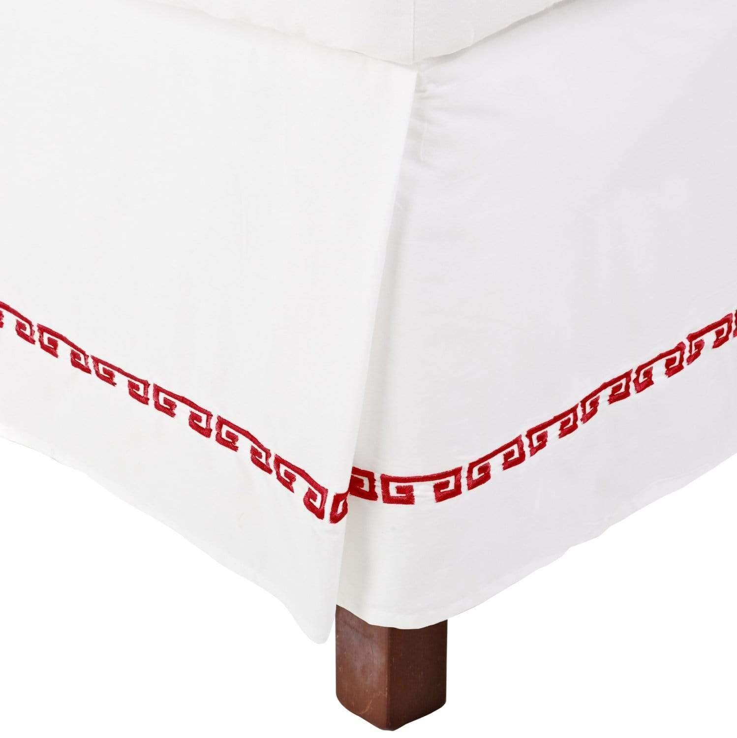 Kendell Embroidered Long-Staple Cotton Bed Skirt, 15" Drop, 4 Colors FredCo