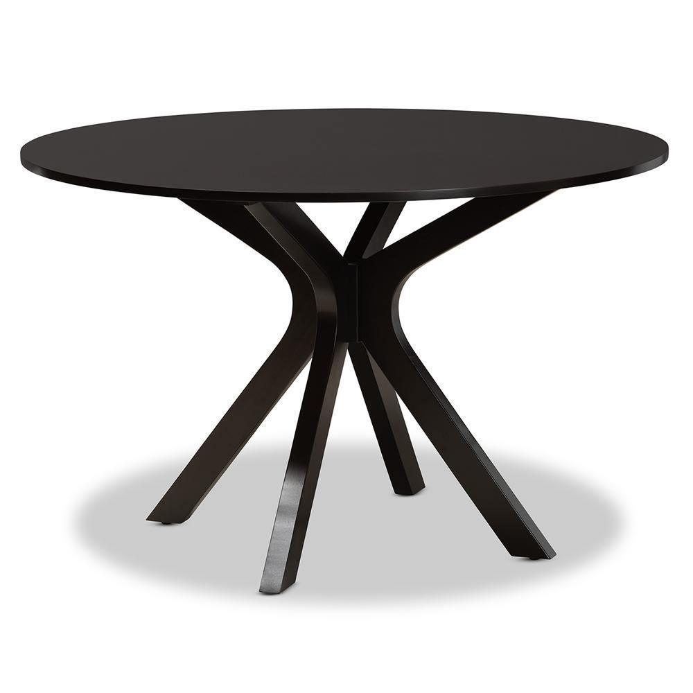 Kenji Modern and Contemporary Dark Brown Finished 48-Inch-Wide Round Wood Dining Table FredCo