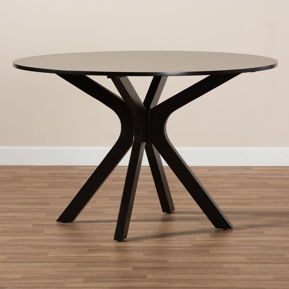 Kenji Modern and Contemporary Dark Brown Finished 48-Inch-Wide Round Wood Dining Table FredCo