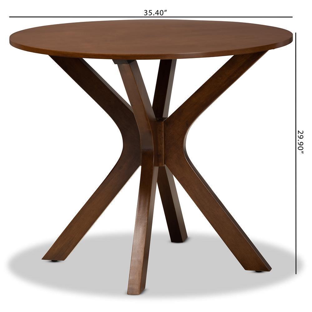 Kenji Modern and Contemporary Walnut Brown Finished 35-Inch-Wide Round Wood Dining Table FredCo