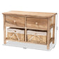 Kenwood Rustic and Contemporary Oak Brown Finished Wood 2-Drawer Storage Unit with Woven Baskets FredCo