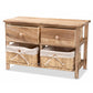 Kenwood Rustic and Contemporary Oak Brown Finished Wood 2-Drawer Storage Unit with Woven Baskets FredCo
