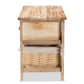Kenwood Rustic and Contemporary Oak Brown Finished Wood 2-Drawer Storage Unit with Woven Baskets FredCo