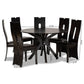 Kenyon Modern and Contemporary Dark Brown Faux Leather Upholstered and Dark Brown Finished Wood 7-Piece Dining Set FredCo