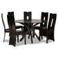 Kenyon Modern and Contemporary Dark Brown Faux Leather Upholstered and Dark Brown Finished Wood 7-Piece Dining Set FredCo