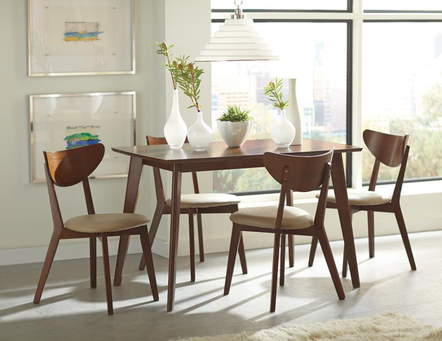 Kersey 5-piece Rectangular Dining Set Chestnut and Tan 103061-S5 Coaster FredCo
