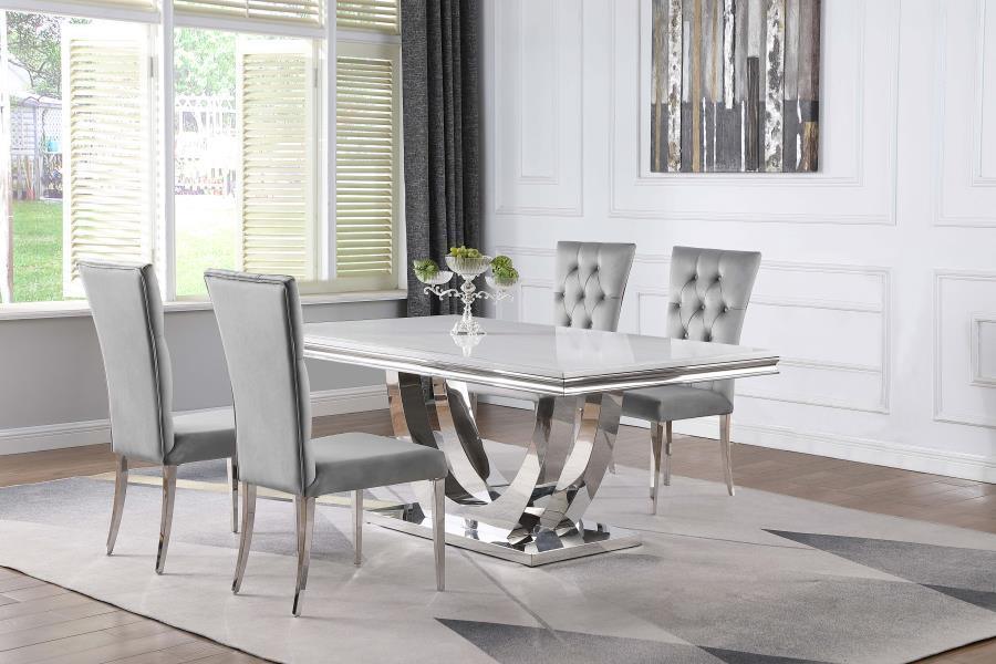 Kerwin 5-piece Dining Room Set Grey and Chrome 111101-S5G Coaster FredCo