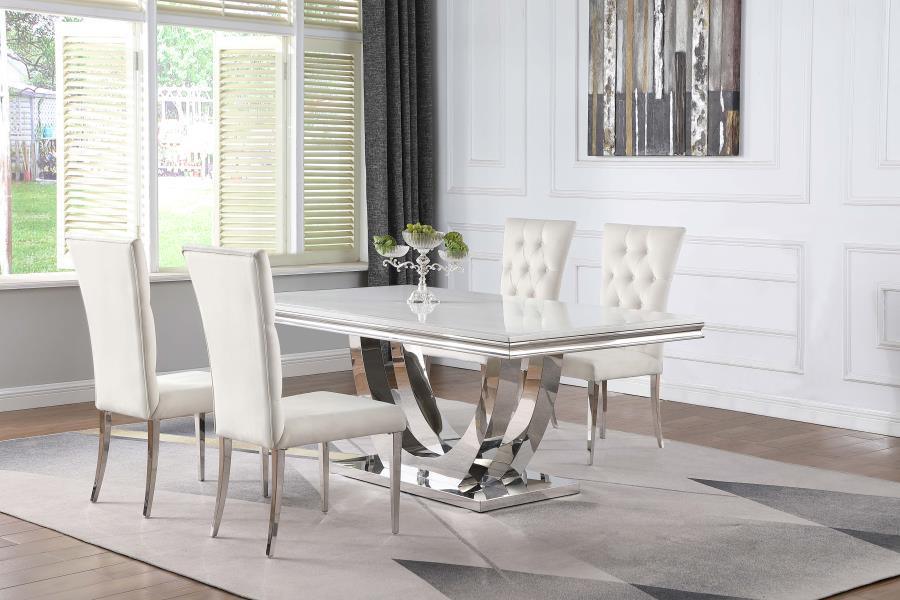 Kerwin 5-piece Dining Room Set White and Chrome 111101-S5W Coaster FredCo