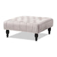 Keswick Transitional Grey Velvet Fabric Upholstered Button Tufted Cocktail Ottoman FredCo