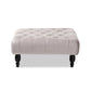Keswick Transitional Grey Velvet Fabric Upholstered Button Tufted Cocktail Ottoman FredCo