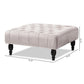 Keswick Transitional Grey Velvet Fabric Upholstered Button Tufted Cocktail Ottoman FredCo