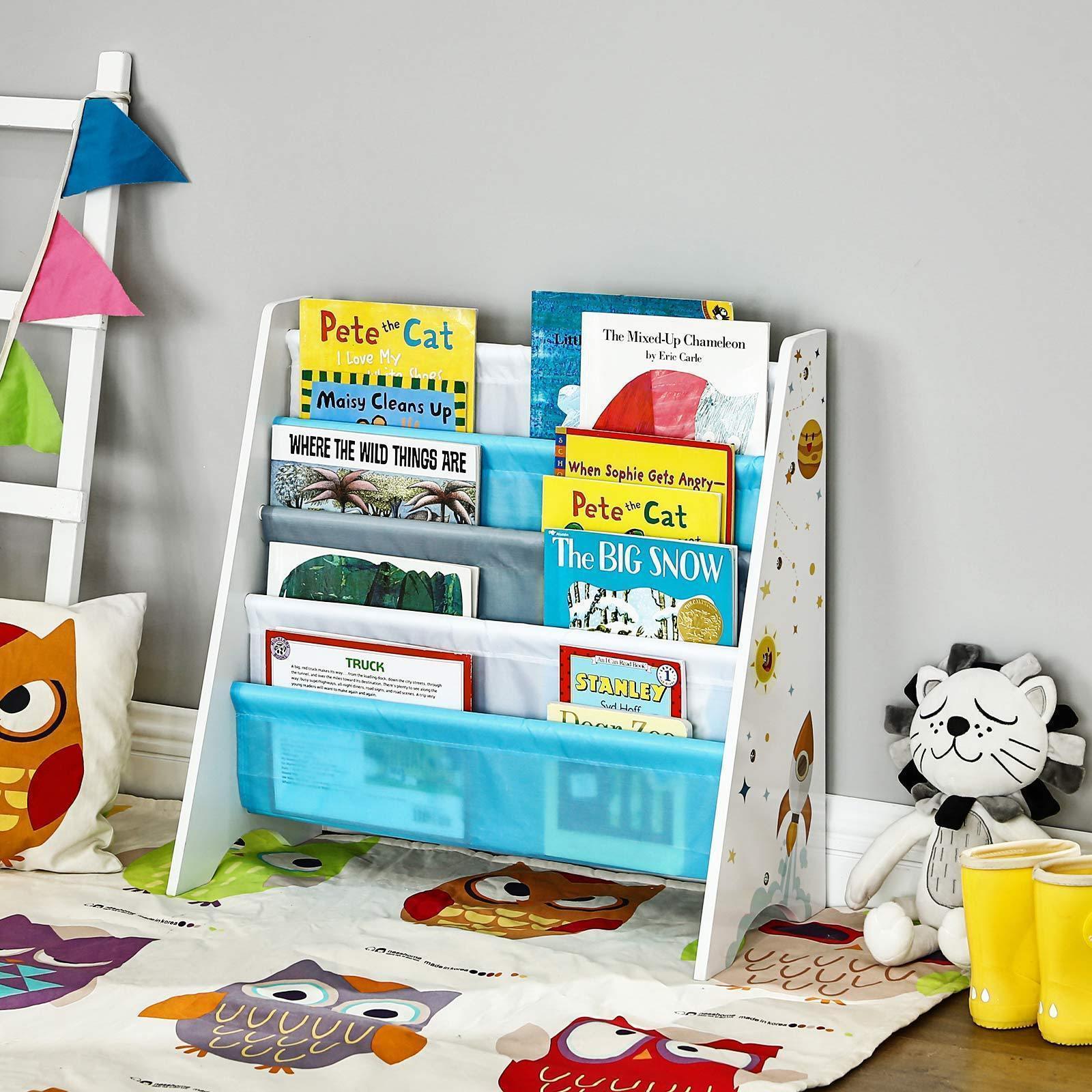 Kids’ Book Organizer Blue and Gray FredCo