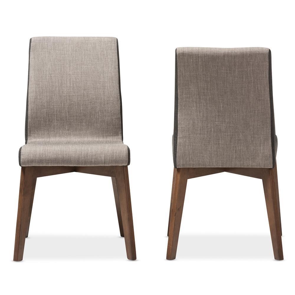 Kimberly Mid-Century Modern Beige and Brown Fabric Dining Chair (Set of 2) FredCo