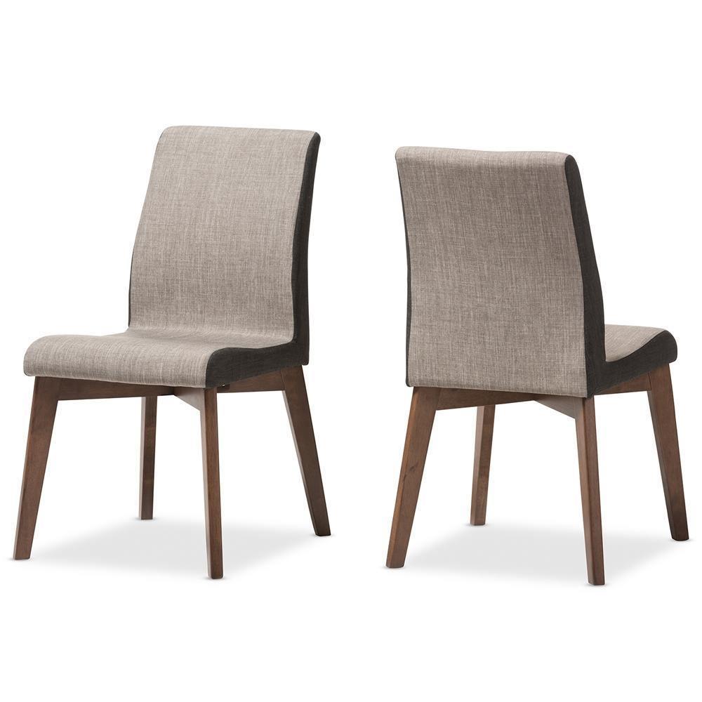 Kimberly Mid-Century Modern Beige and Brown Fabric Dining Chair (Set of 2) FredCo