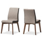 Kimberly Mid-Century Modern Beige and Brown Fabric Dining Chair (Set of 2) FredCo