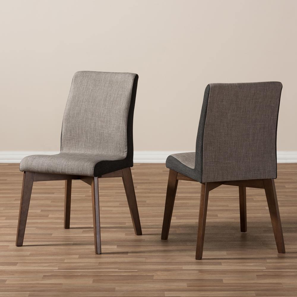 Kimberly Mid-Century Modern Beige and Brown Fabric Dining Chair (Set of 2) FredCo