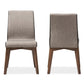 Kimberly Mid-Century Modern Beige and Brown Fabric Dining Chair (Set of 2) FredCo