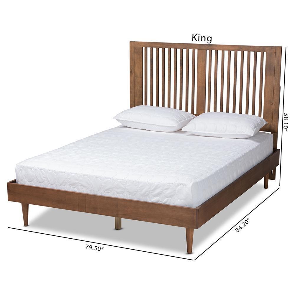 Kioshi Mid-Century Modern Transitional Ash Walnut Finished Wood Full Size Platform Bed FredCo