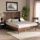 Kioshi Mid-Century Modern Transitional Ash Walnut Finished Wood King Size Platform Bed FredCo