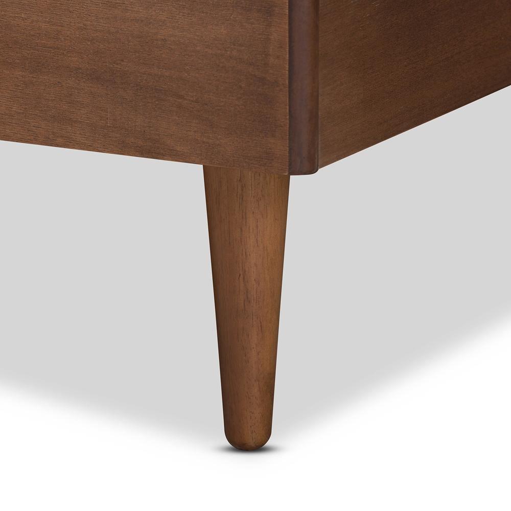 Kioshi Mid-Century Modern Transitional Ash Walnut Finished Wood King Size Platform Bed FredCo