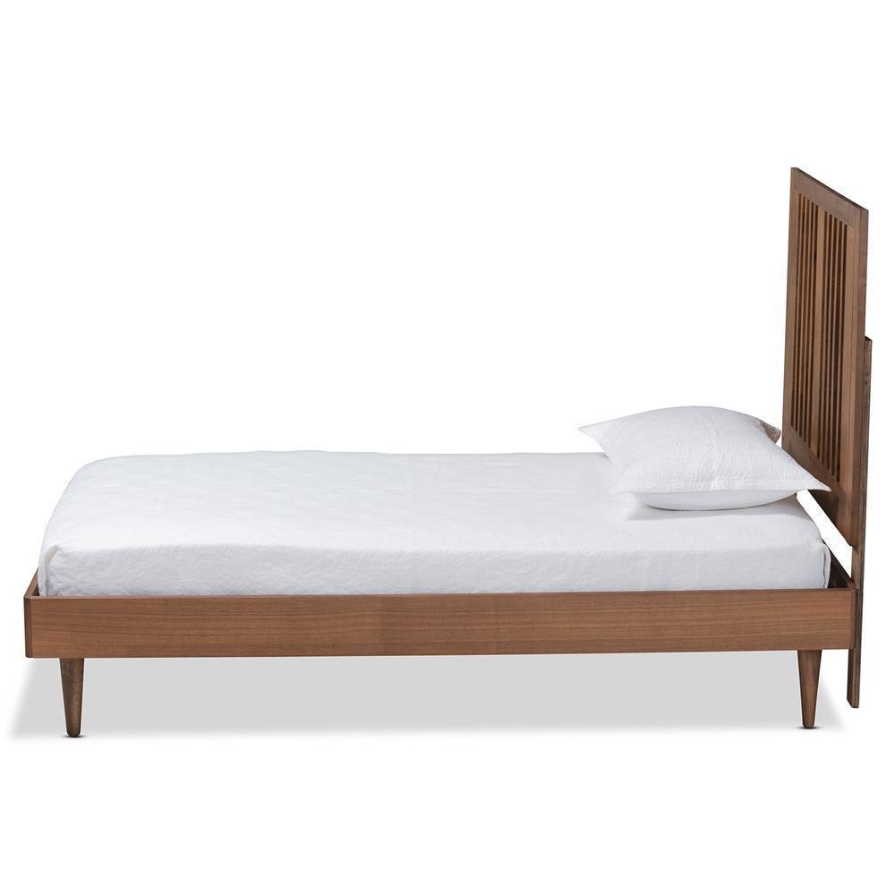 Kioshi Mid-Century Modern Transitional Ash Walnut Finished Wood Twin Size Platform Bed FredCo