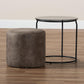 Kira Modern and Contemporary Black with Grey and Brown 2-Piece Nesting Table and Ottoman Set FredCo