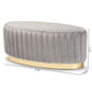 Kirana Glam and Luxe Grey Velvet Fabric Upholstered and Gold PU Leather Ottoman FredCo