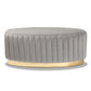 Kirana Glam and Luxe Grey Velvet Fabric Upholstered and Gold PU Leather Ottoman FredCo