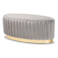 Kirana Glam and Luxe Grey Velvet Fabric Upholstered and Gold PU Leather Ottoman FredCo