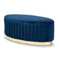 Kirana Glam and Luxe Navy Blue Velvet Fabric Upholstered and Gold PU Leather Ottoman FredCo