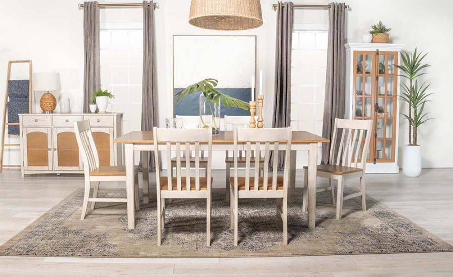 Kirby 7-piece Dining Set Natural and Rustic Off White 192691-S7 Coaster FredCo