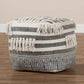 Kirby Moroccan Inspired Grey and Ivory Handwoven Cotton Pouf Ottoman FredCo