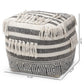 Kirby Moroccan Inspired Grey and Ivory Handwoven Cotton Pouf Ottoman FredCo