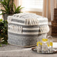 Kirby Moroccan Inspired Grey and Ivory Handwoven Cotton Pouf Ottoman FredCo