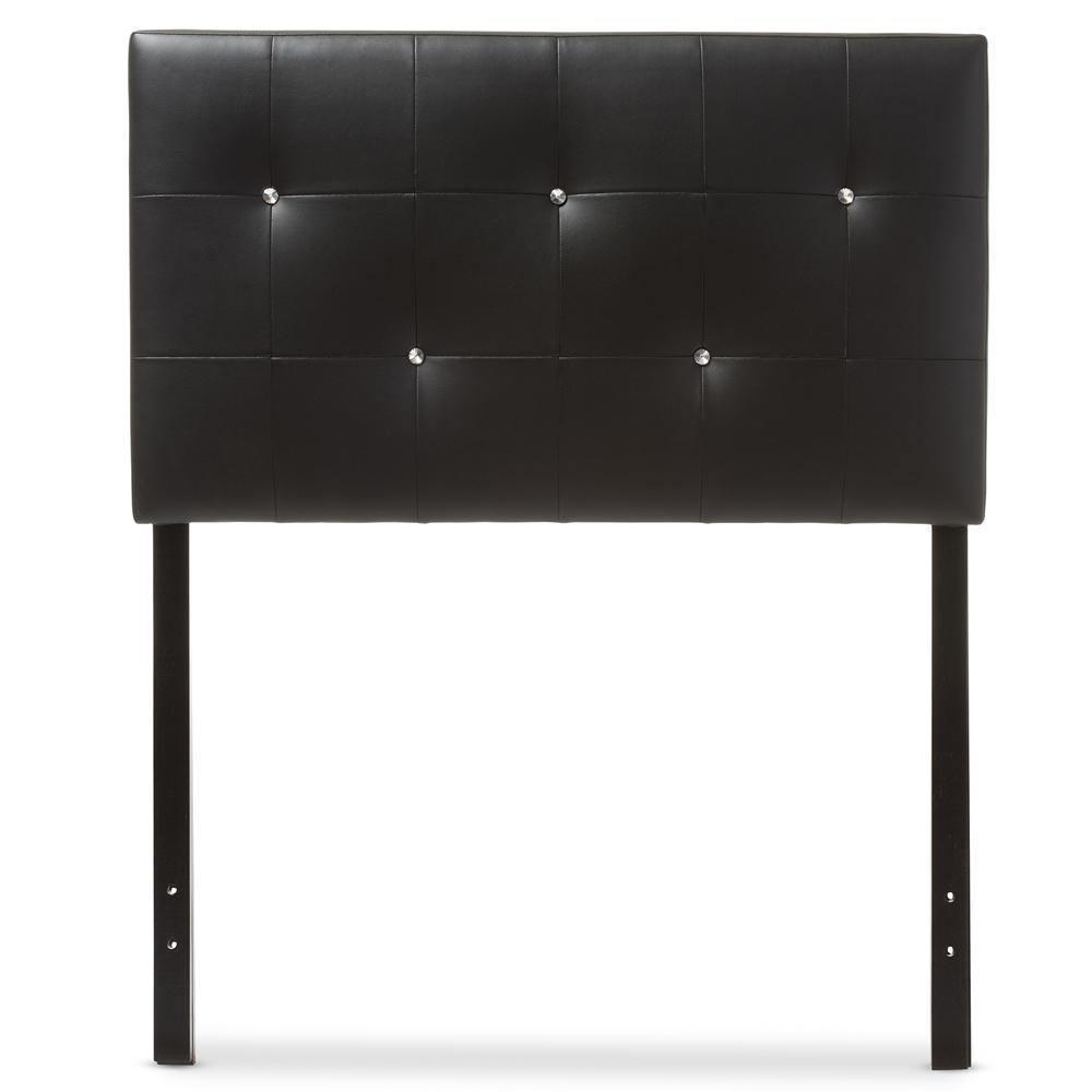 Kirchem Modern and Contemporary Black Faux Leather Upholstered Twin Size Headboard FredCo