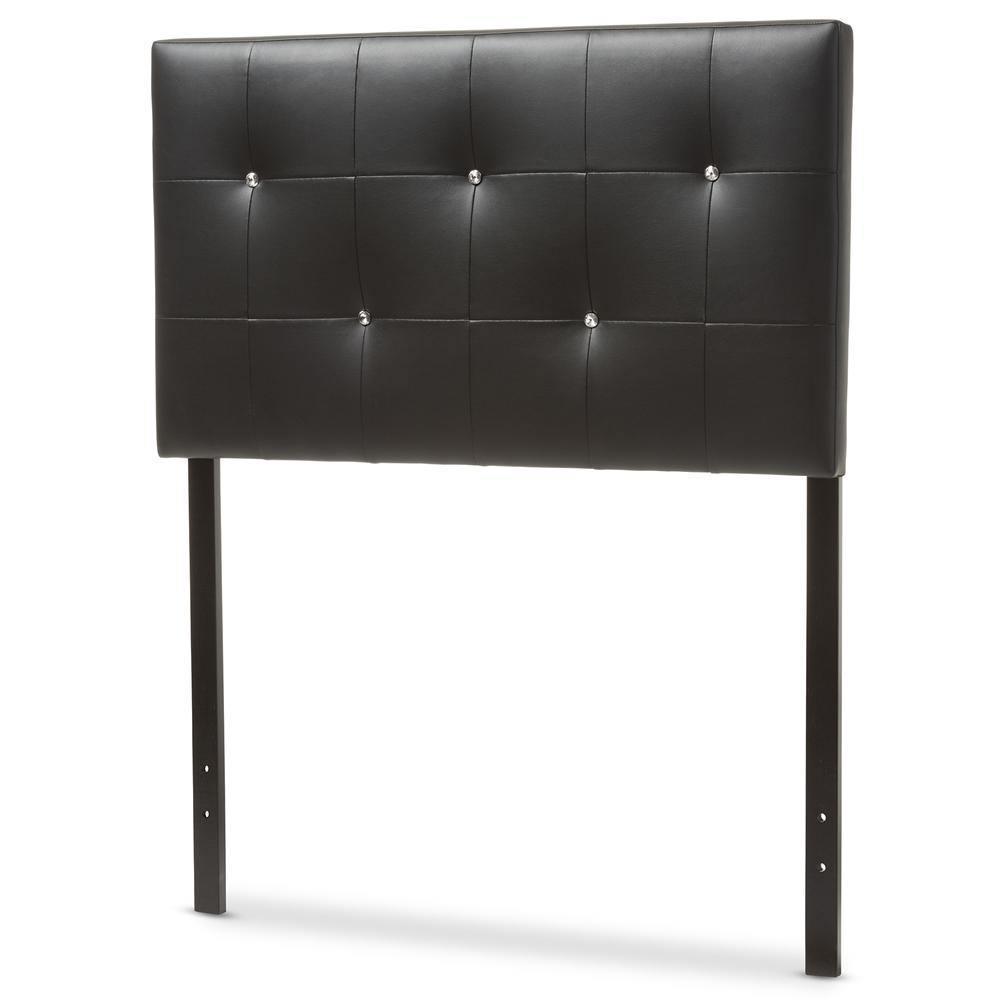 Kirchem Modern and Contemporary Black Faux Leather Upholstered Twin Size Headboard FredCo