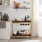 Kitchen Serving Cart with Wine Holders Gold FredCo