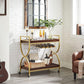 Kitchen Serving Cart with Wine Holders Gold FredCo