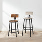 Kitchen Stools with Backrest, 24.6-Inch Brown and Black FredCo