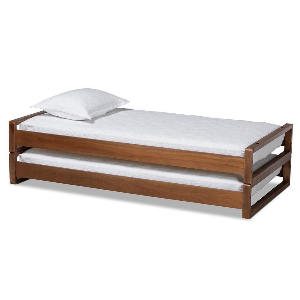 Klara Modern and Contemporary Walnut Finished Wood Expandable Twin Size to King Size Bed Frame FredCo