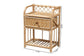 Kobie Modern Bohemian Natural Brown Rattan 1-Drawer Nightstand FredCo