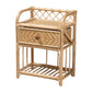 Kobie Modern Bohemian Natural Brown Rattan 1-Drawer Nightstand FredCo