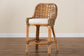 Kyle Modern Bohemian Natural Brown Woven Rattan Counter Stool with Cushion FredCo