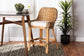 Kyle Modern Bohemian Natural Brown Woven Rattan Counter Stool with Cushion FredCo