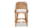 Kyle Modern Bohemian Natural Brown Woven Rattan Counter Stool with Cushion FredCo
