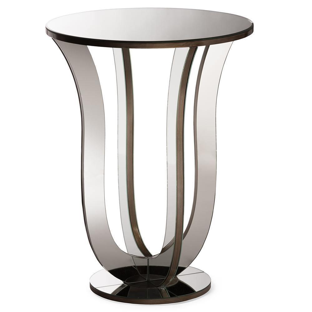 Kylie Modern and Contemporary Hollywood Regency Glamour Style Mirrored Accent Side Table FredCo